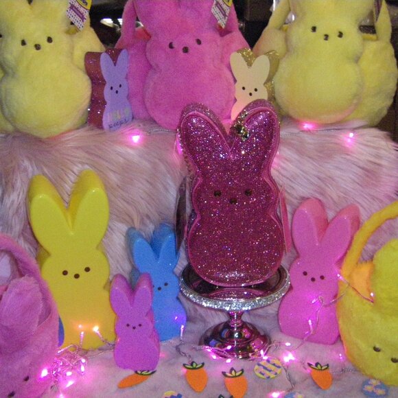 Betsey Johnson Kitsch Peeps Pink Rhinestone Bunny Rabbit Easter Crossbody Bag - Picture 14 of 16